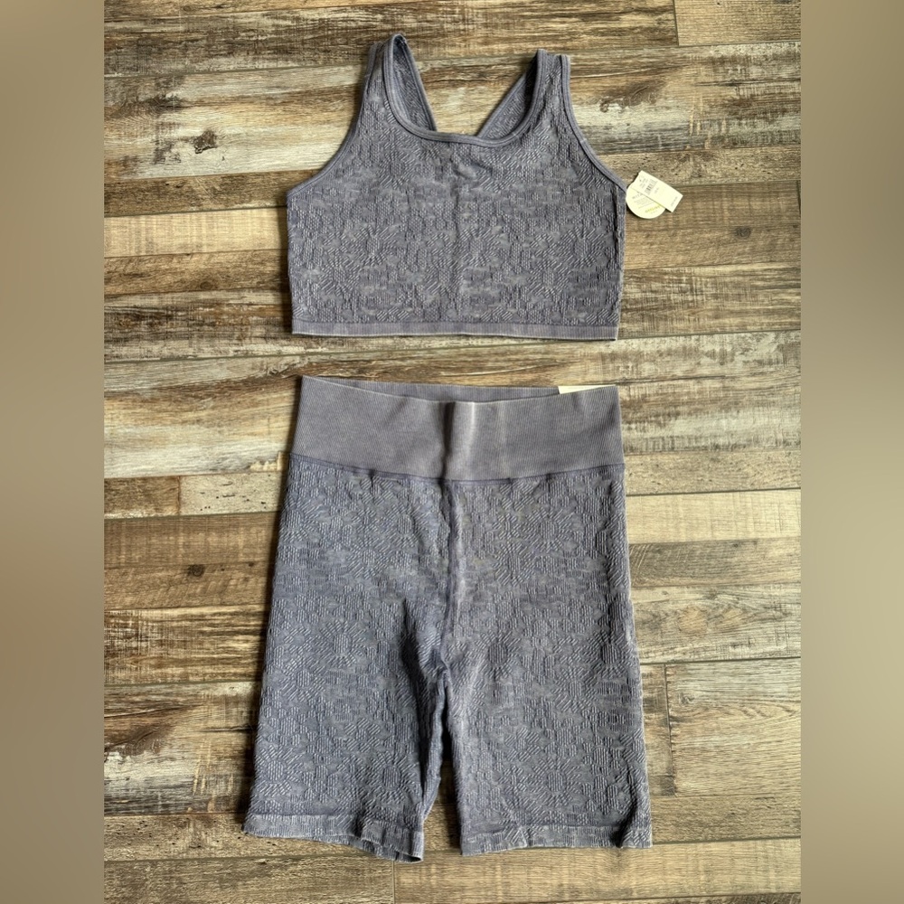 NWT Aerie OFFLINE Matching Set: Tank/Bike Shorts Set in Deep Charcoal